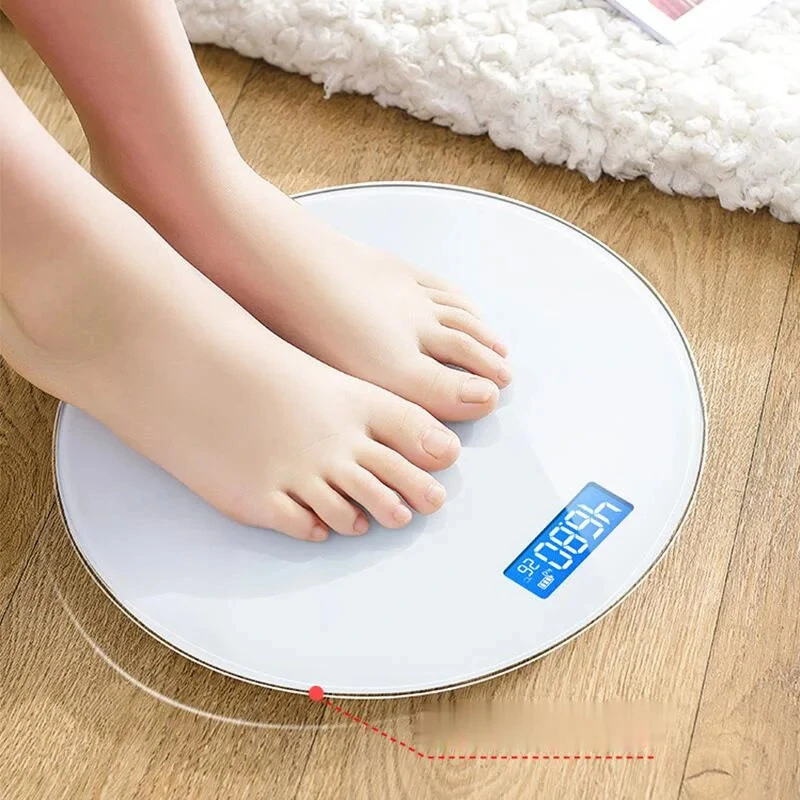 (image for) Household Electronic Scale Intelligent Automatic shut-down LCD Display USB Rechargeable Accurate Round Scale Body Scale for Health Fat Loss Measuring
